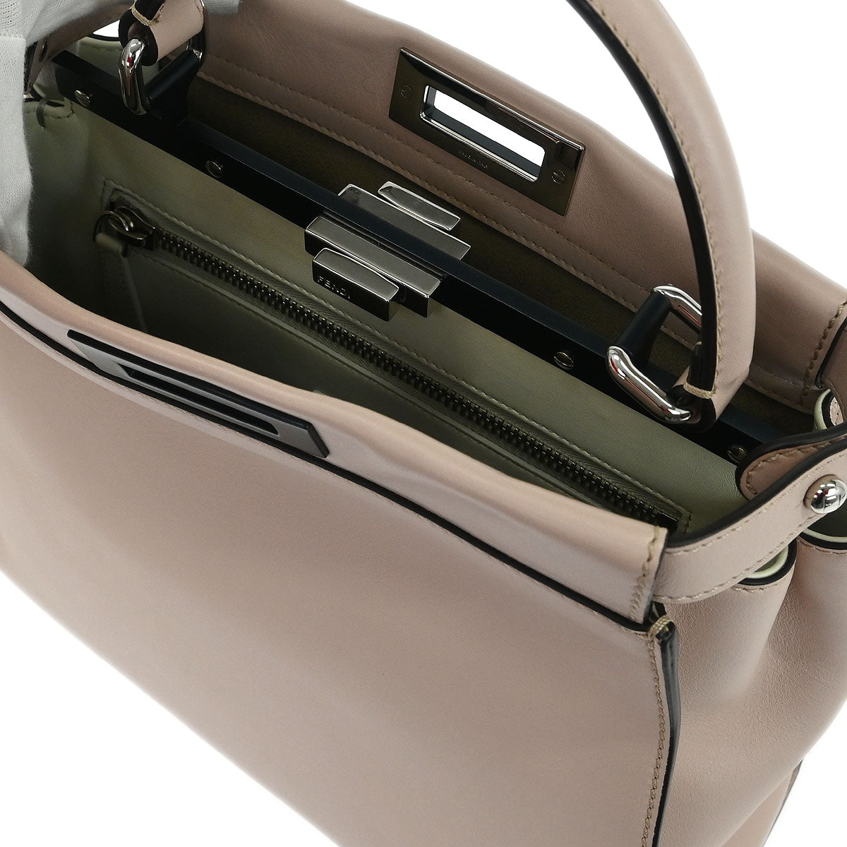 Fendi Light Pink Leather Peekaboo 2way Shoulder Handbag