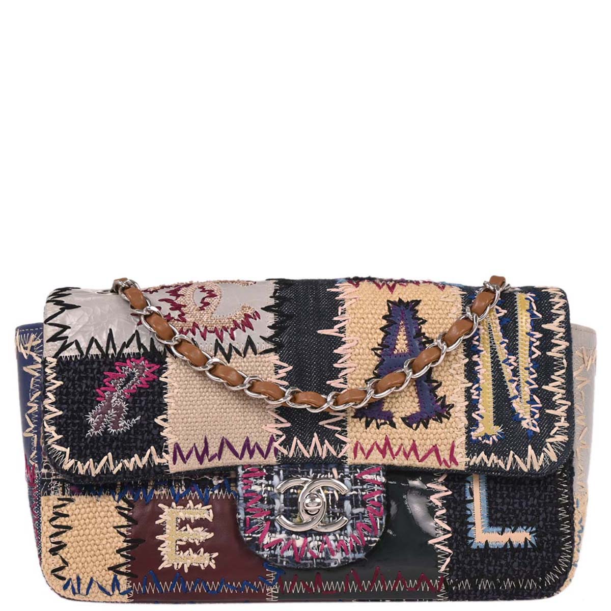 Chanel 2012 Multicolor Patchwork Single Flap Shoulder Bag