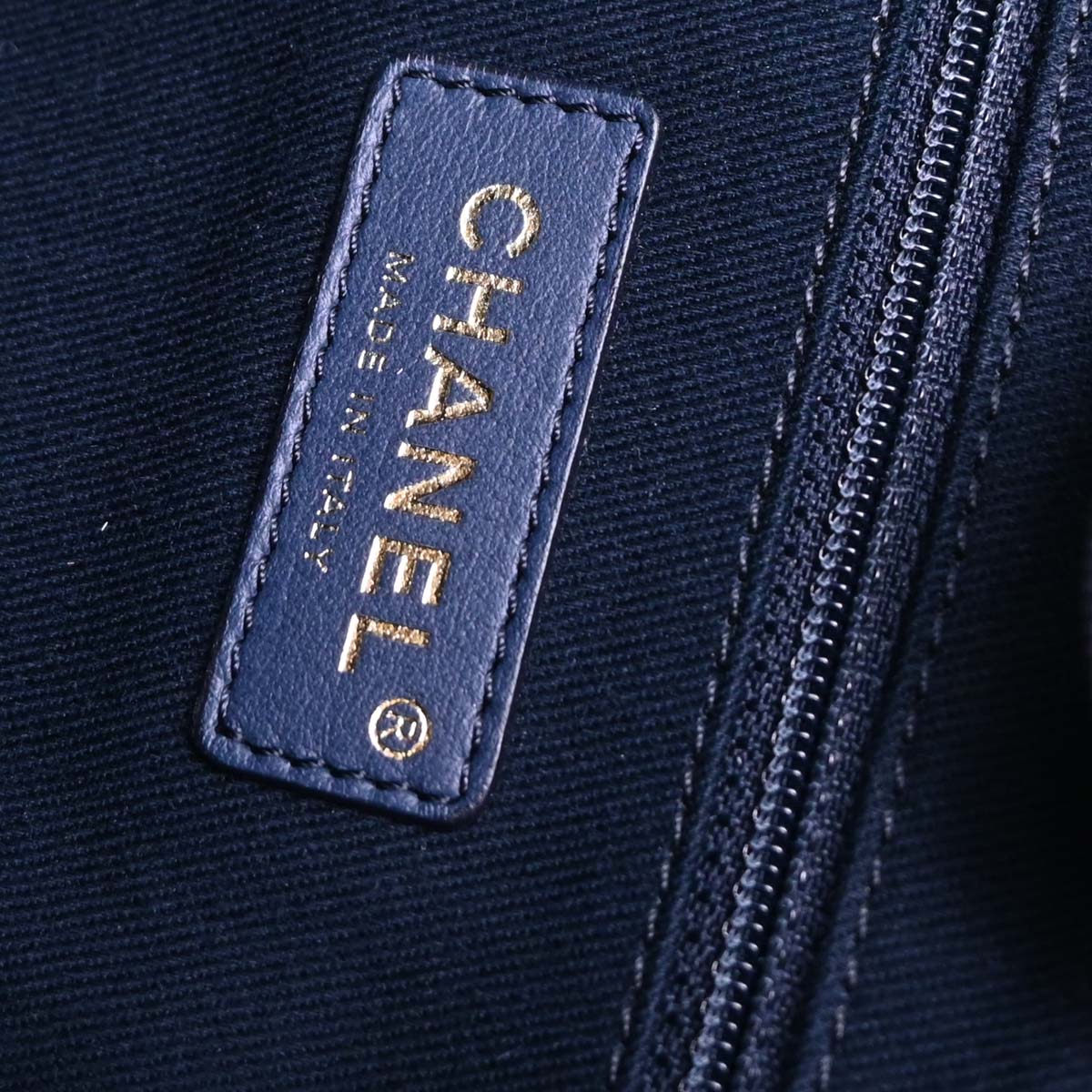 Chanel Navy Gold Small Deauville Tote Bag