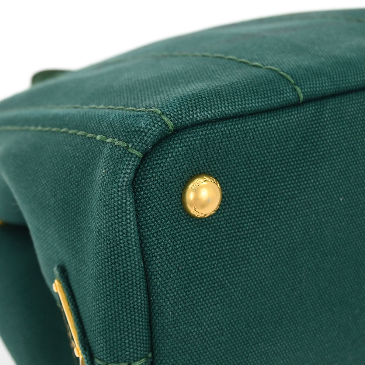 Prada Green Canvas Canapa Tote Handbag