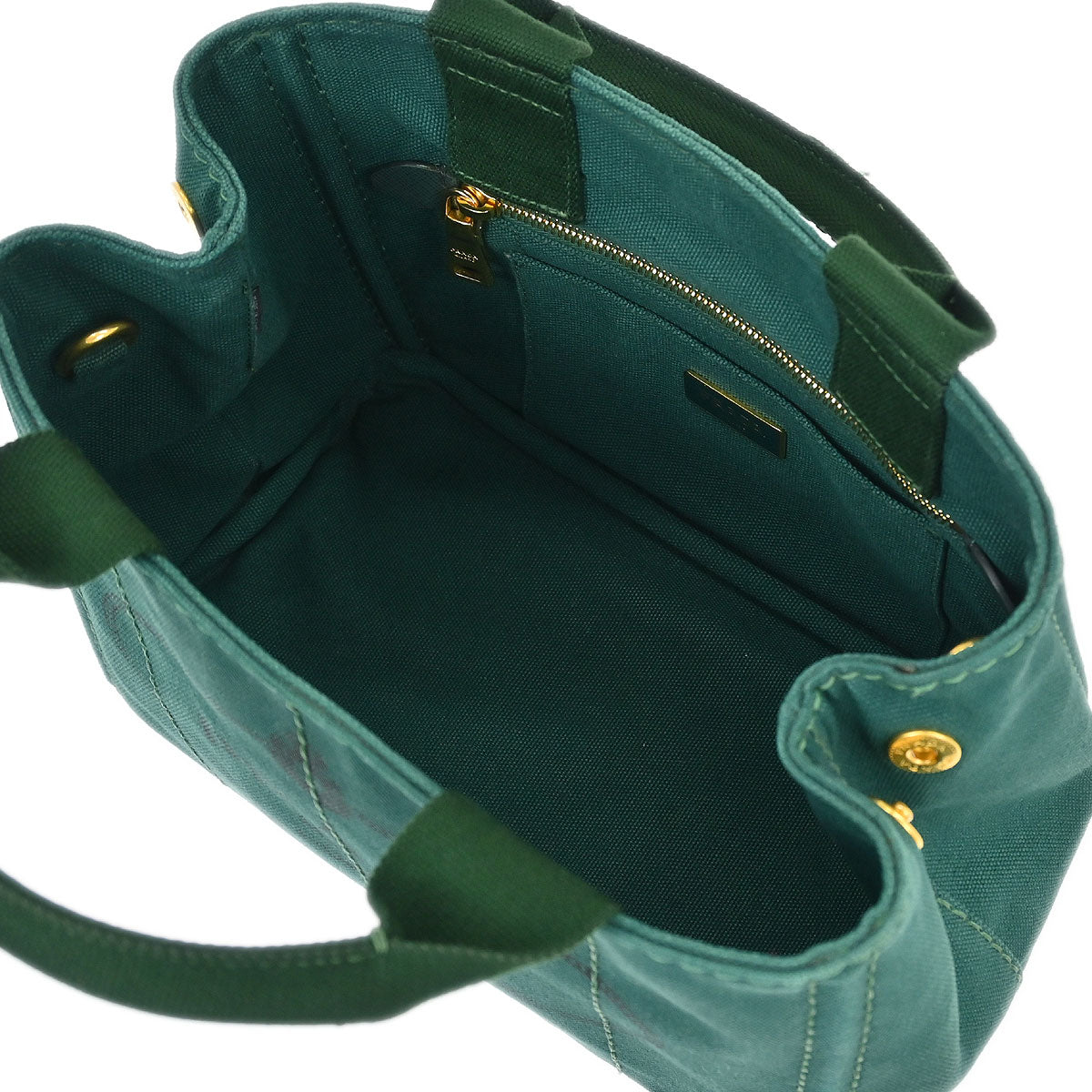Prada Green Canvas Canapa Tote Handbag