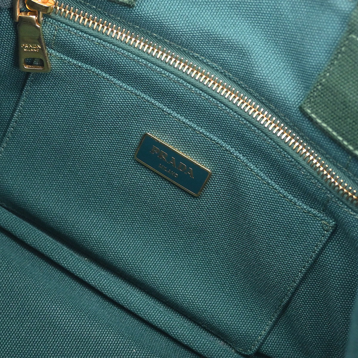 Prada Green Canvas Canapa Tote Handbag