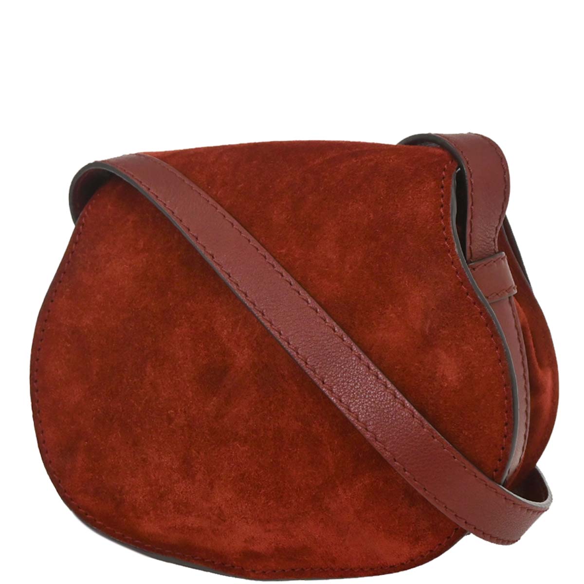 Chloe Bordeaux Suede Marcie Crossbody Bag