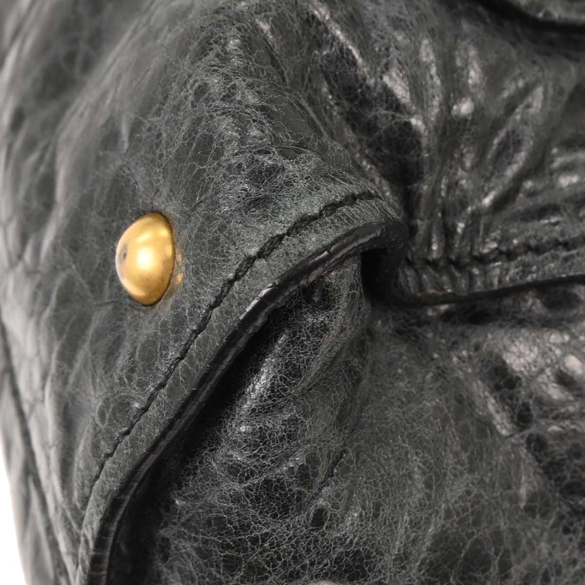 Miu Miu Dark Green Leather Tote Handbag