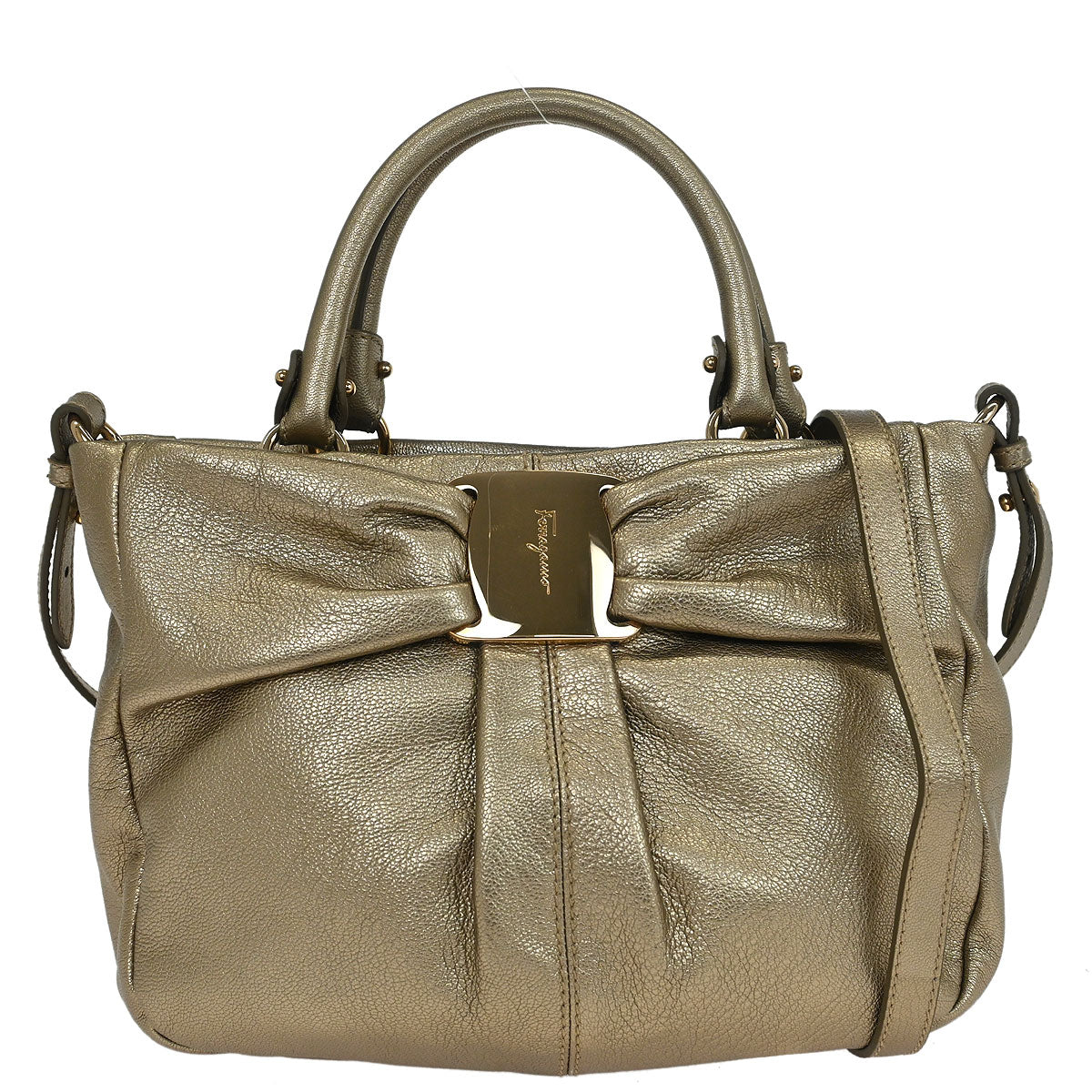 Salvatore Ferragamo Gold Vara 2way Shoulder Handbag