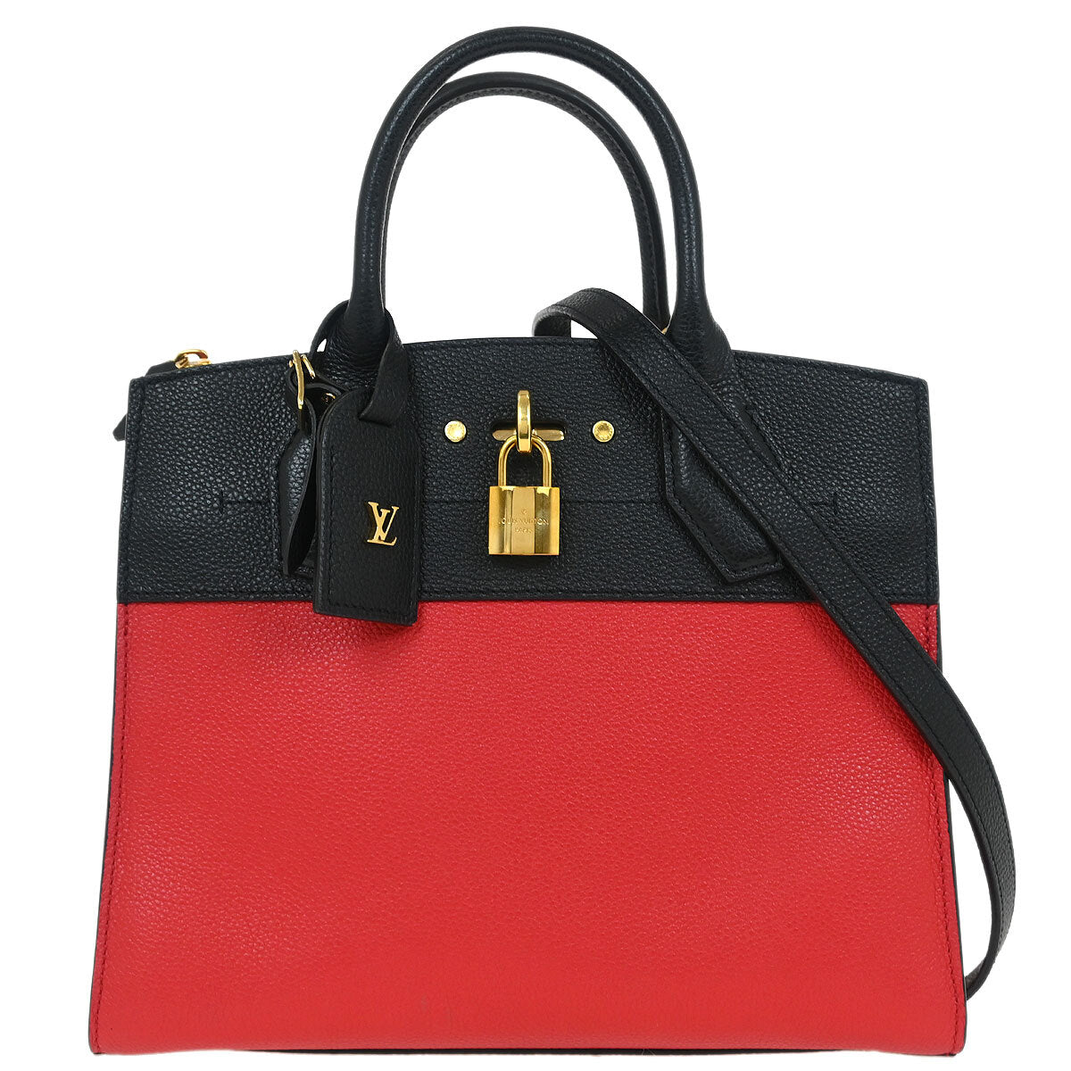 Louis Vuitton Red Black City Steamer PM 2way Handbag M54868