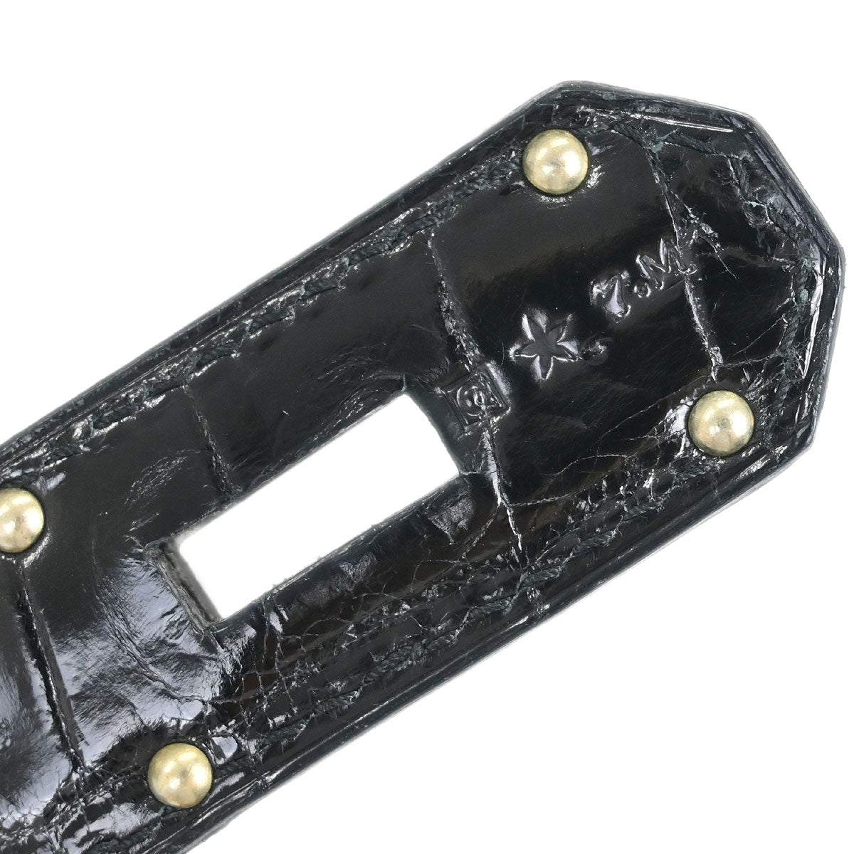 Hermes * Black Porosus Haut a Courroies 50 Handbag