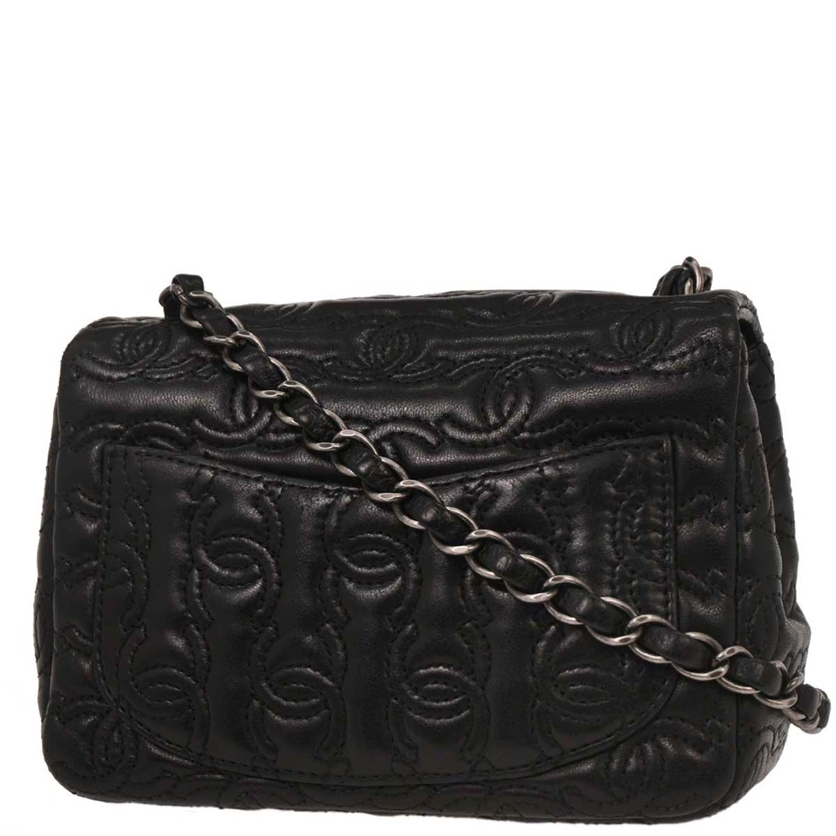 Chanel 2016-2017 Black Lambskin Mini Classic Square Flap Bag 17