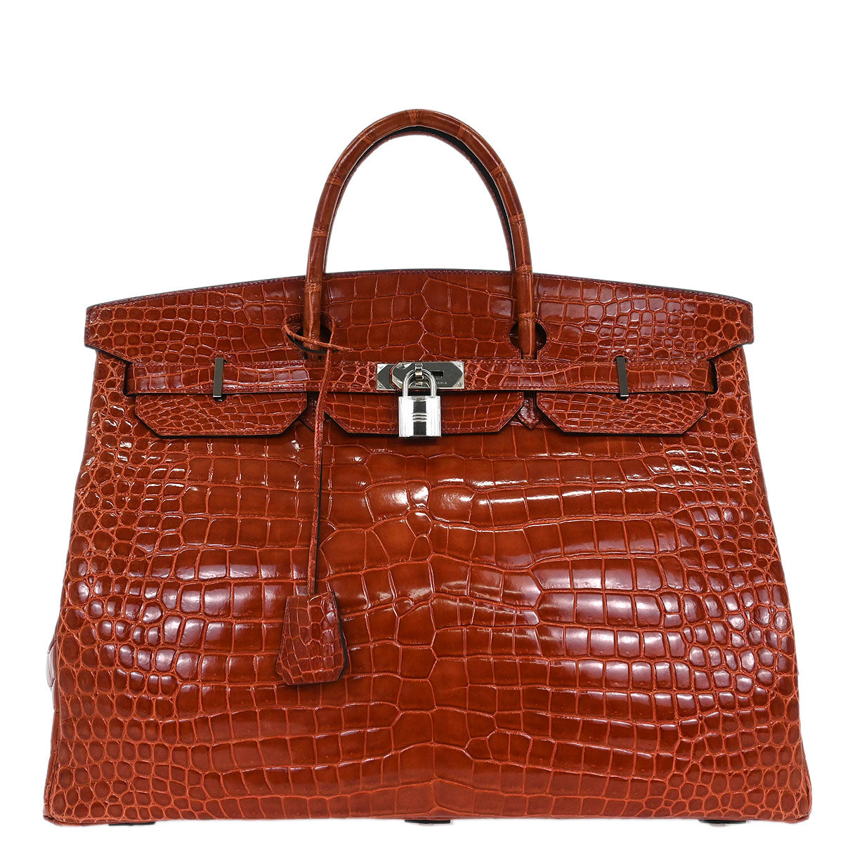 Hermes * Rouge H Porosus Birkin 50 Handbag
