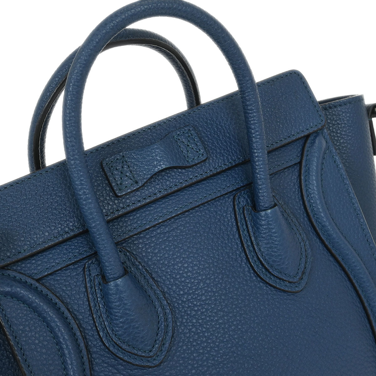 Celine Blue Leather Nano Luggage Tote Bag