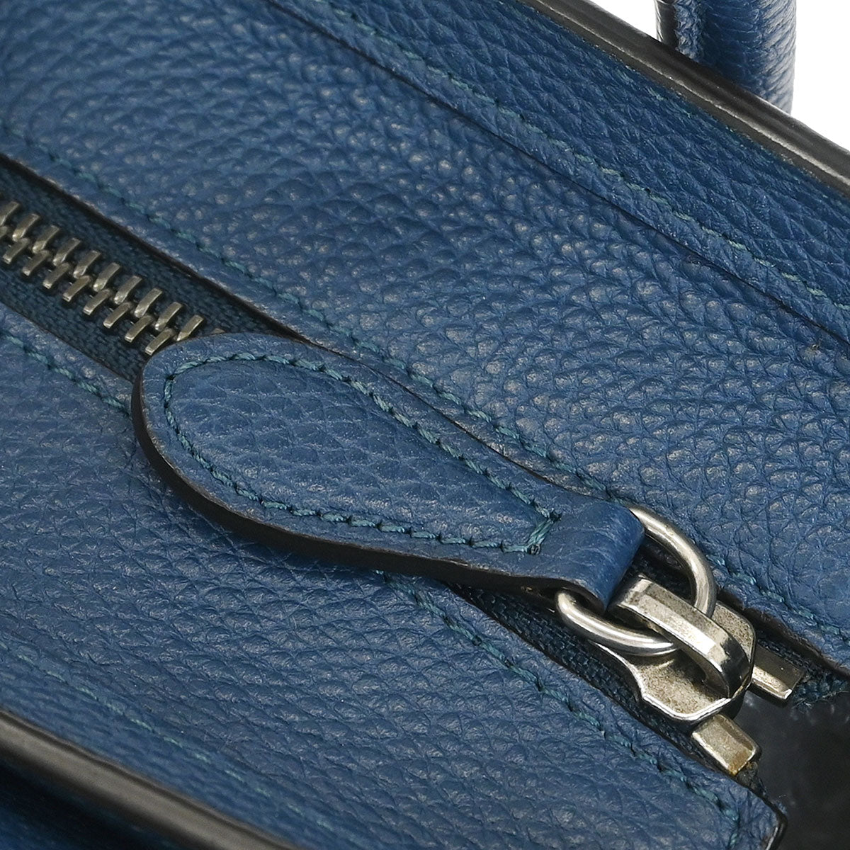 Celine Blue Leather Nano Luggage Tote Bag