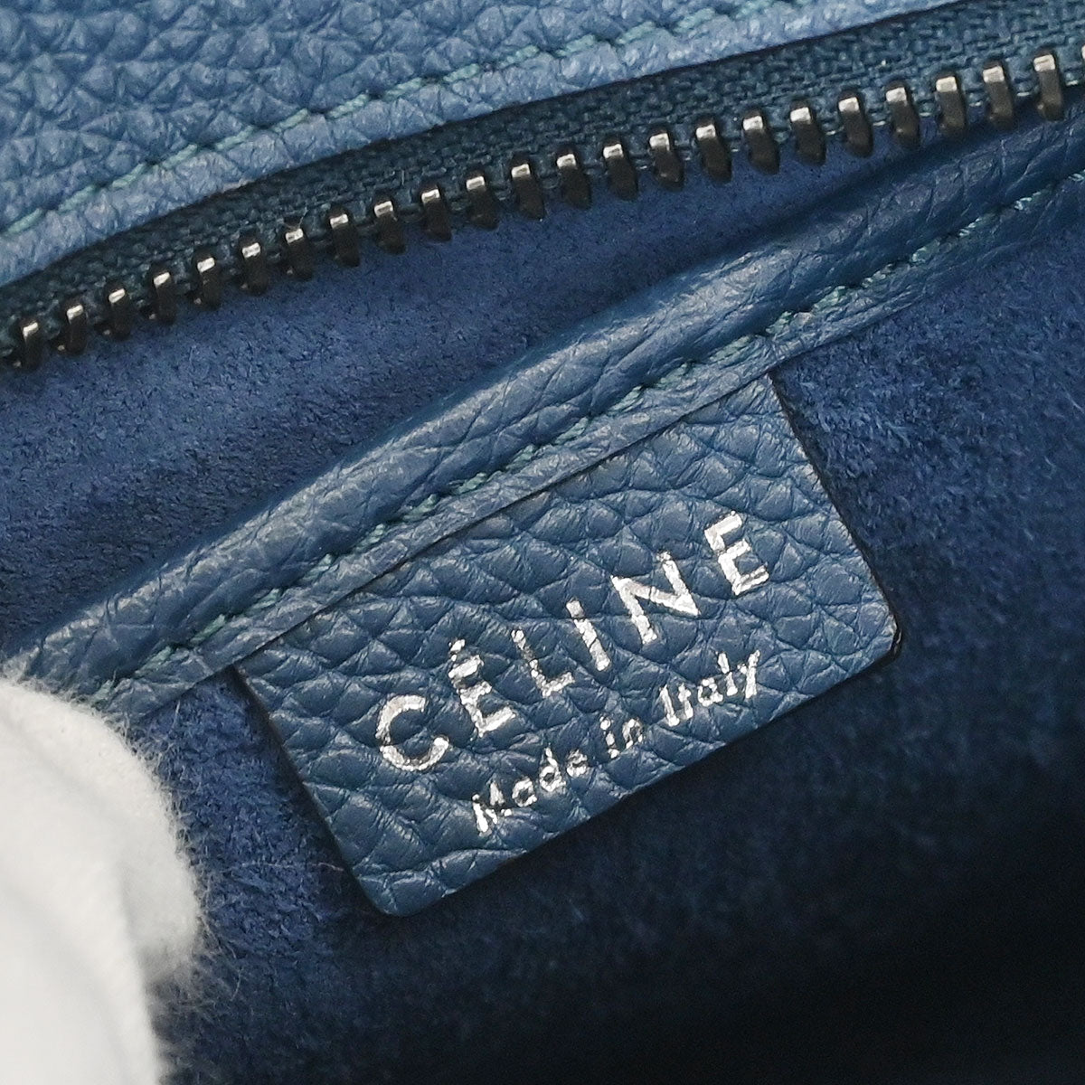 Celine Blue Leather Nano Luggage Tote Bag
