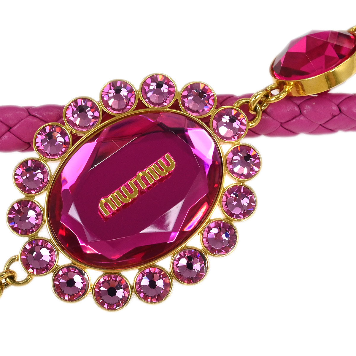 Miu Miu Pink Lambskin Nappa Crystal Handbag