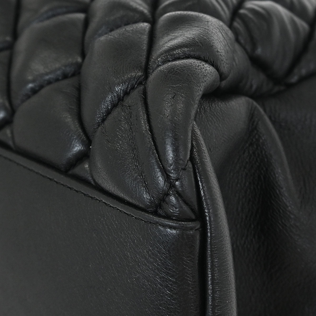 Chanel 2010-2011 Black Calfskin Bubble Quilt Tote Shoulder Bag