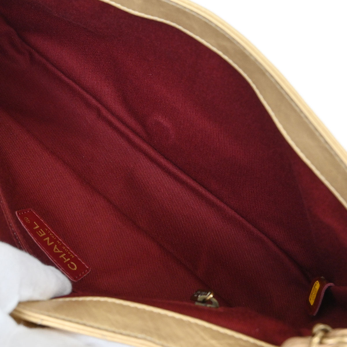 Chanel 2012 Gold Calfskin Pondicherry Flap 2way Shoulder Handbag