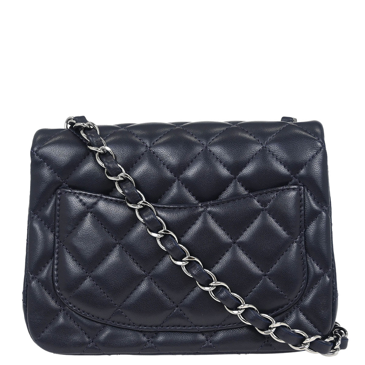Chanel 2017 Navy Lambskin Mini Classic Square Flap Shoulder Bag 17