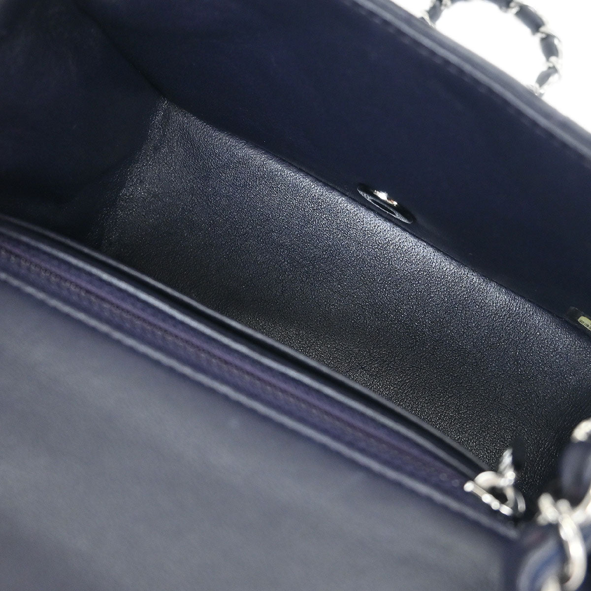 Chanel 2017 Navy Lambskin Mini Classic Square Flap Shoulder Bag 17