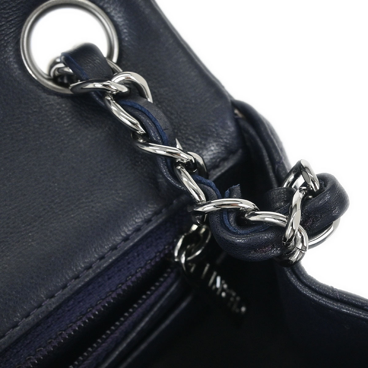 Chanel 2017 Navy Lambskin Mini Classic Square Flap Shoulder Bag 17