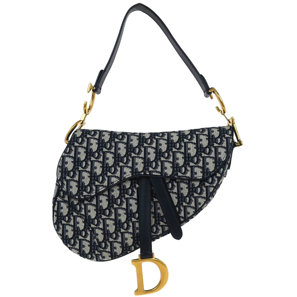 Christian Dior Navy Oblique Trotter Saddle Handbag