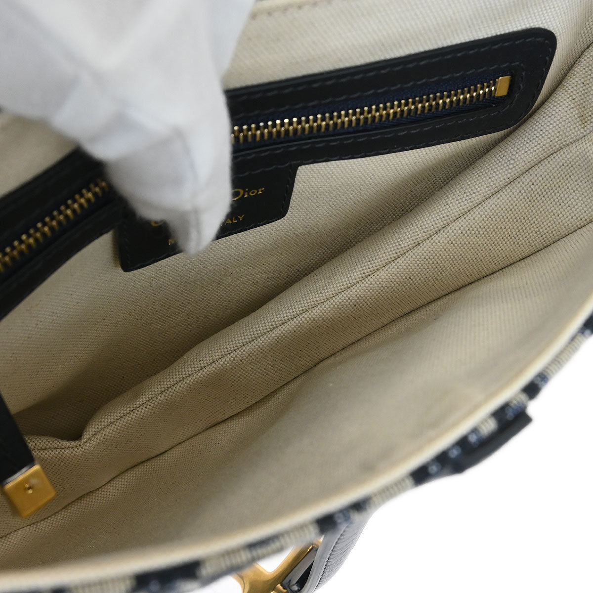 Christian Dior Navy Oblique Trotter Saddle Handbag