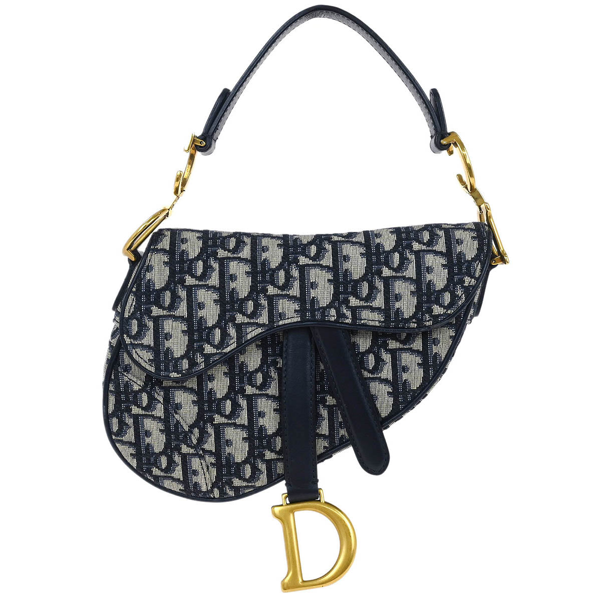 Christian Dior Navy Oblique Trotter Saddle Handbag