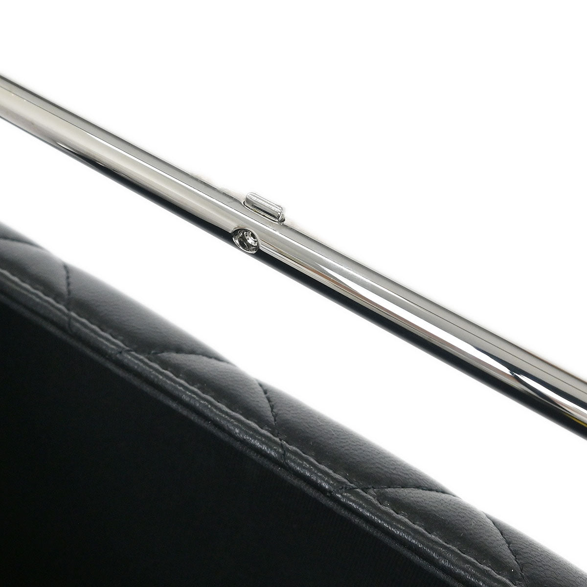 Chanel 2019 Black Lambskin Metal Bar Frame 2way Shoulder Handbag