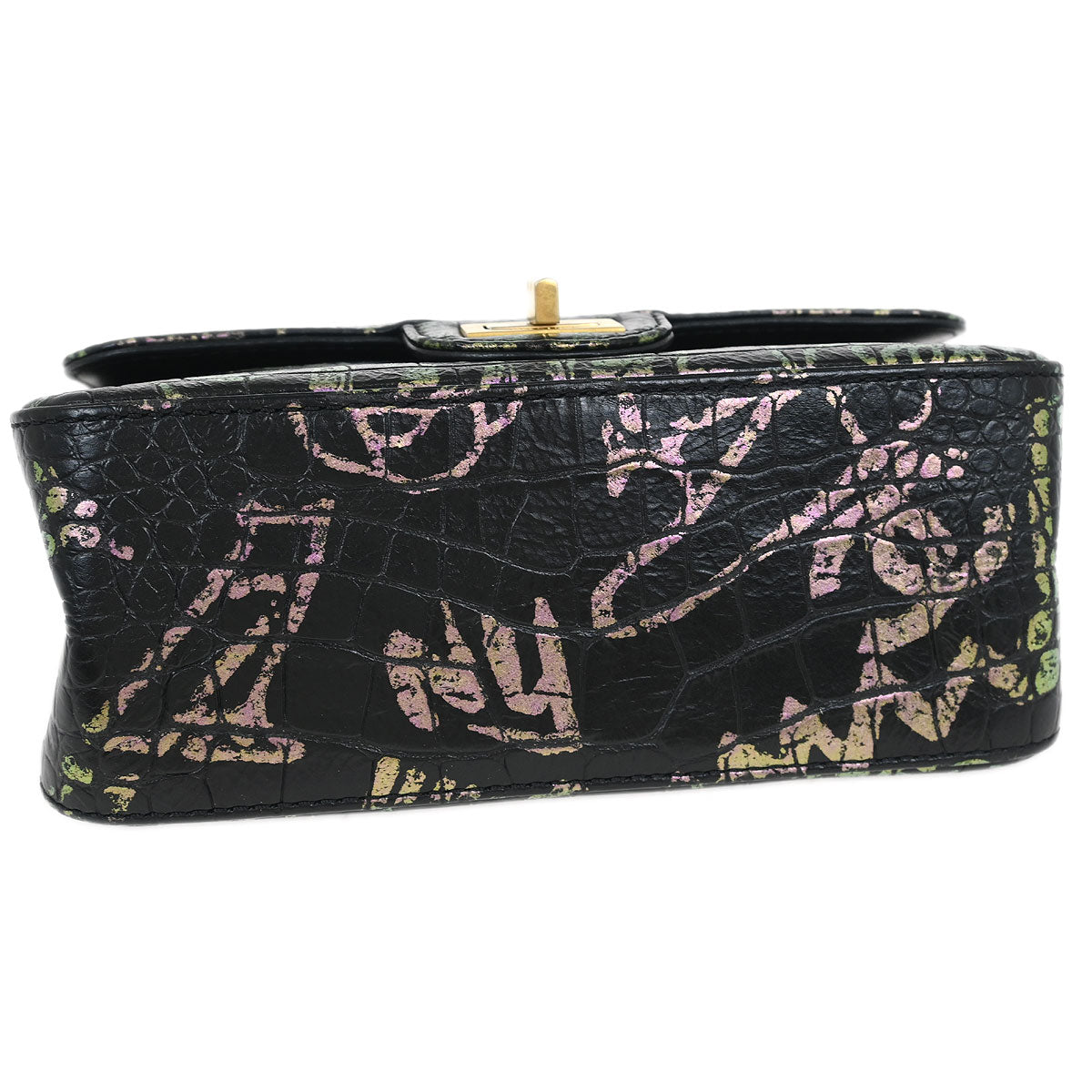 Chanel 2019 Black Embossed Leather Mademoiselle Lock Graffiti Shoulder Bag