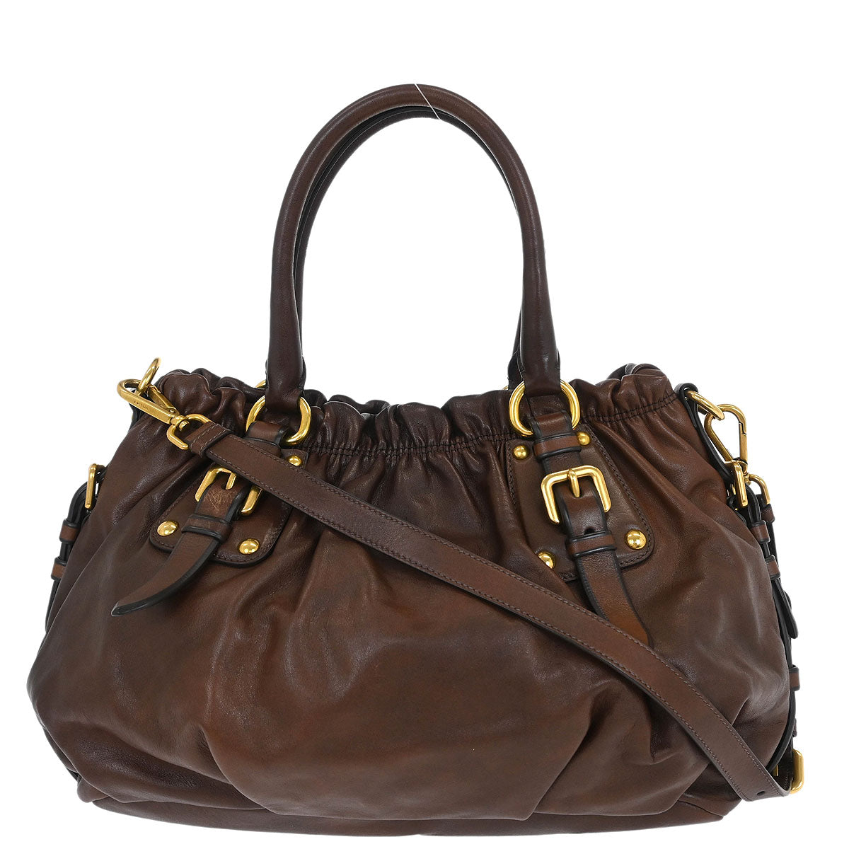 Prada Brown Calfskin 2way Shoulder Handbag BR4259