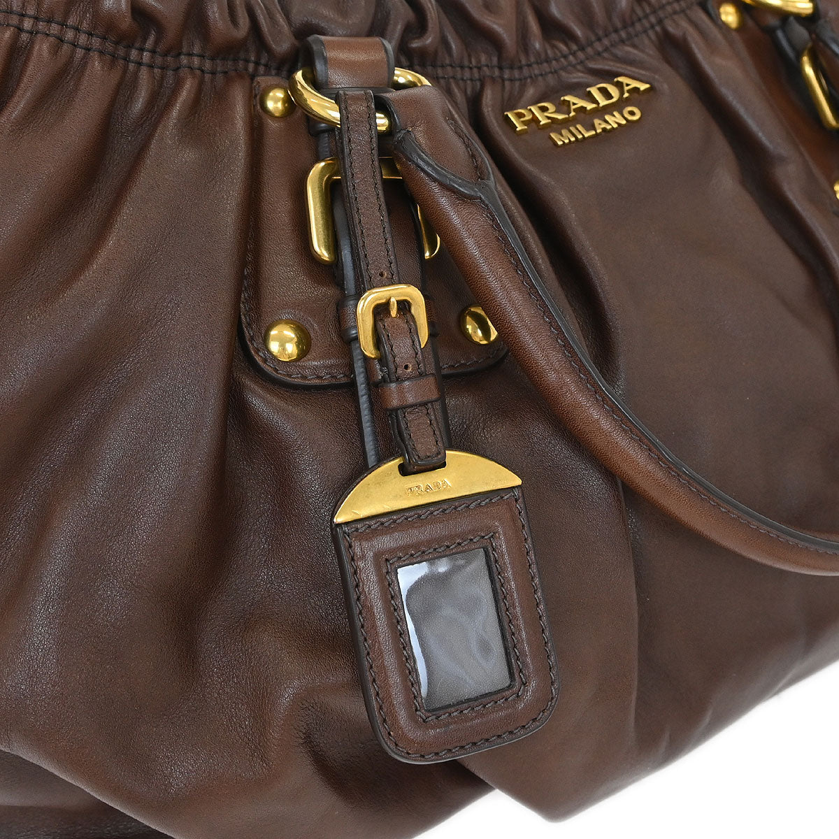 Prada Brown Calfskin 2way Shoulder Handbag BR4259