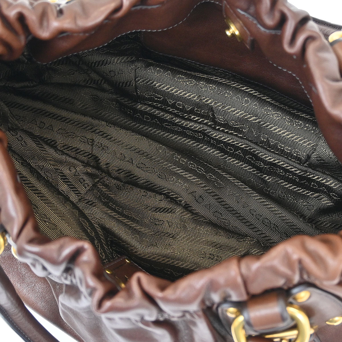 Prada Brown Calfskin 2way Shoulder Handbag BR4259