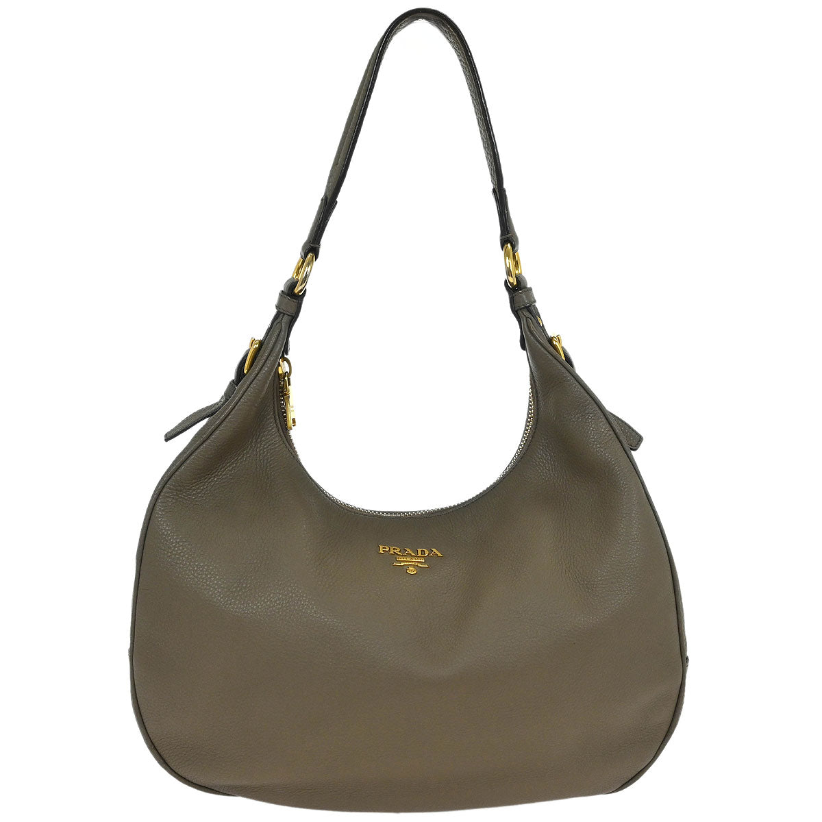 Prada Brown Leather Hobo Shoulder Bag