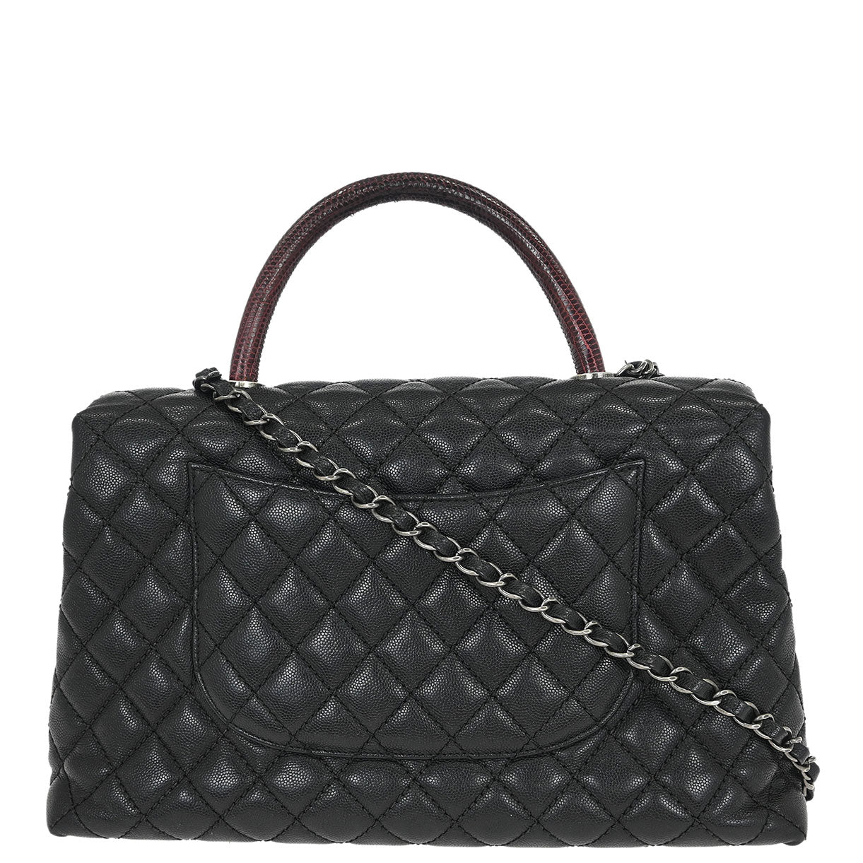Chanel * 2015-2016 Black Lizard Caviar Coco Handle 2way Shoulder Handbag