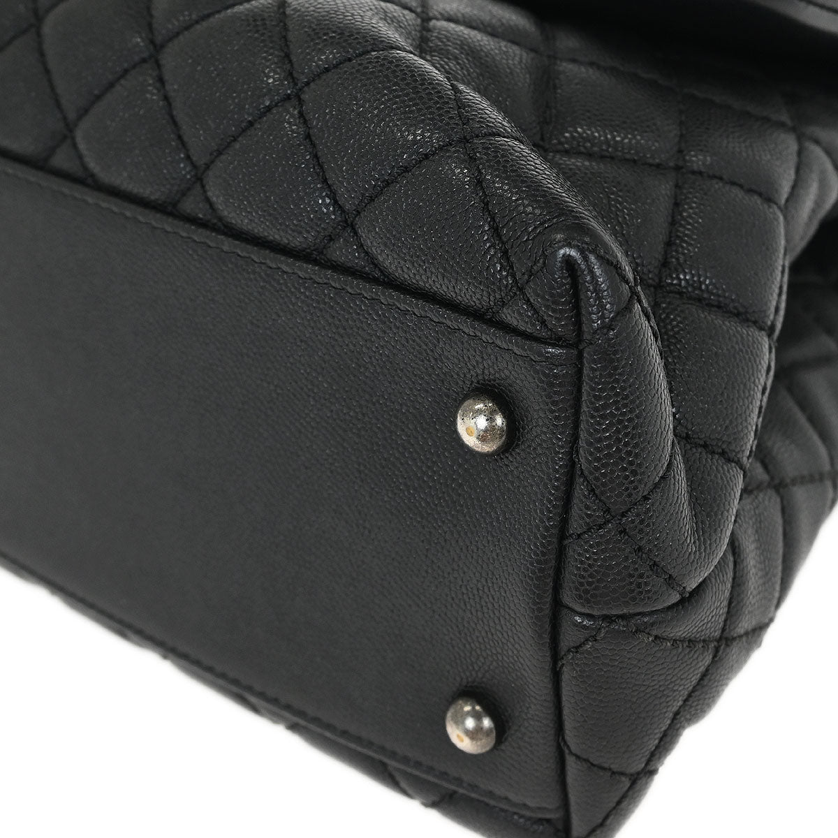 Chanel * 2015-2016 Black Lizard Caviar Coco Handle 2way Shoulder Handbag