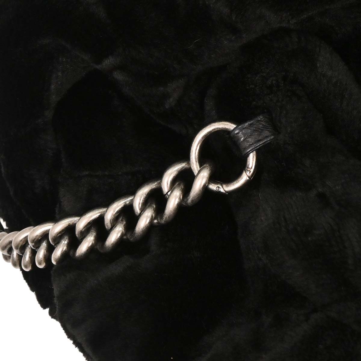 Chanel 2010-2011 Black Faux Fur Hobo 2way Shoulder Handbag