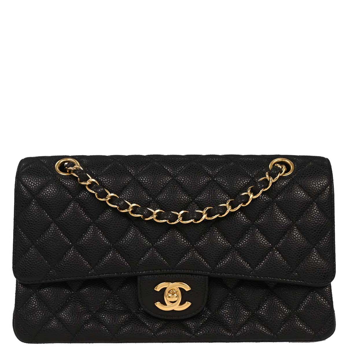 Chanel 2014 Black Caviar Medium Classic Double Flap Shoulder Bag