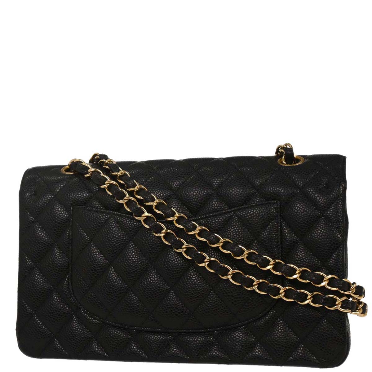 Chanel 2014 Black Caviar Medium Classic Double Flap Shoulder Bag