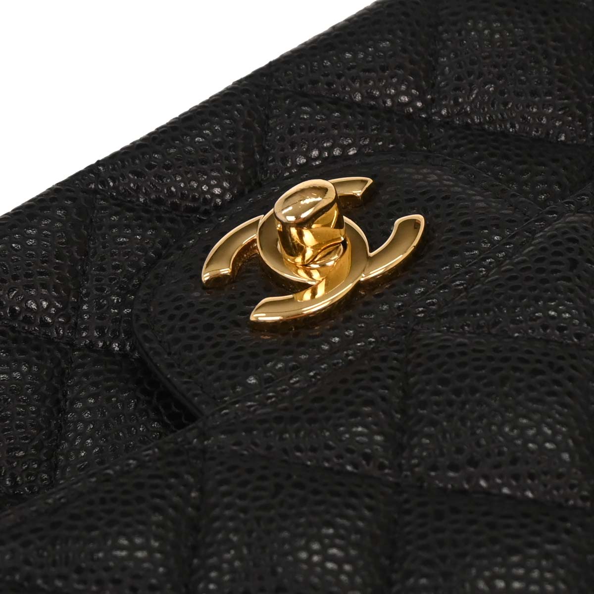 Chanel 2014 Black Caviar Medium Classic Double Flap Shoulder Bag