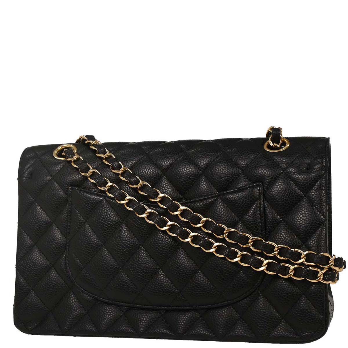 Chanel 2014 Black Caviar Medium Classic Double Flap Shoulder Bag