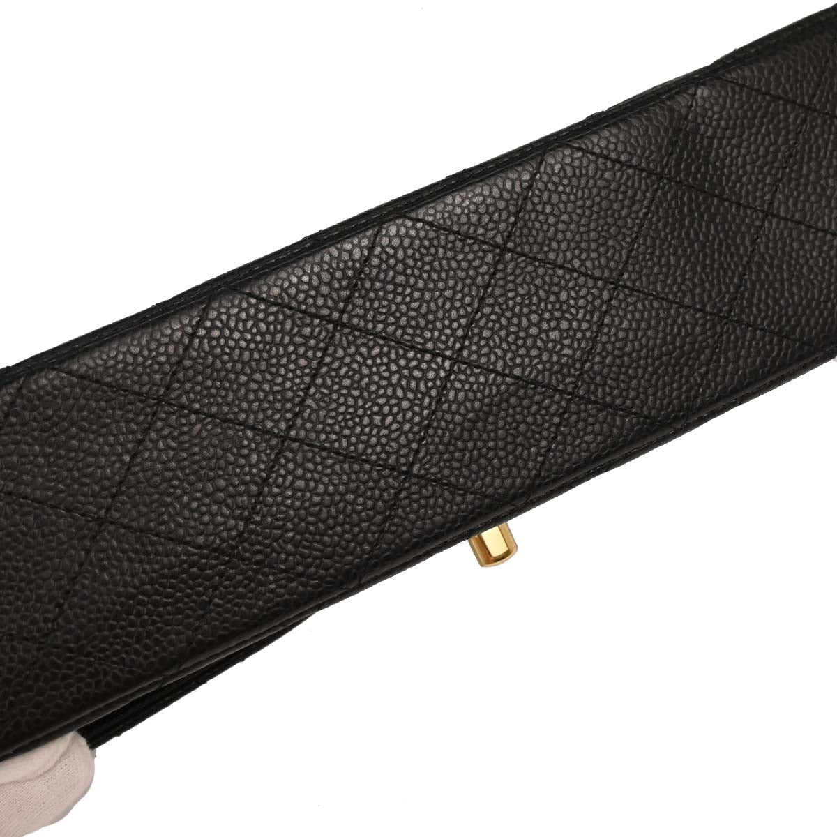 Chanel 2014 Black Caviar Medium Classic Double Flap Shoulder Bag