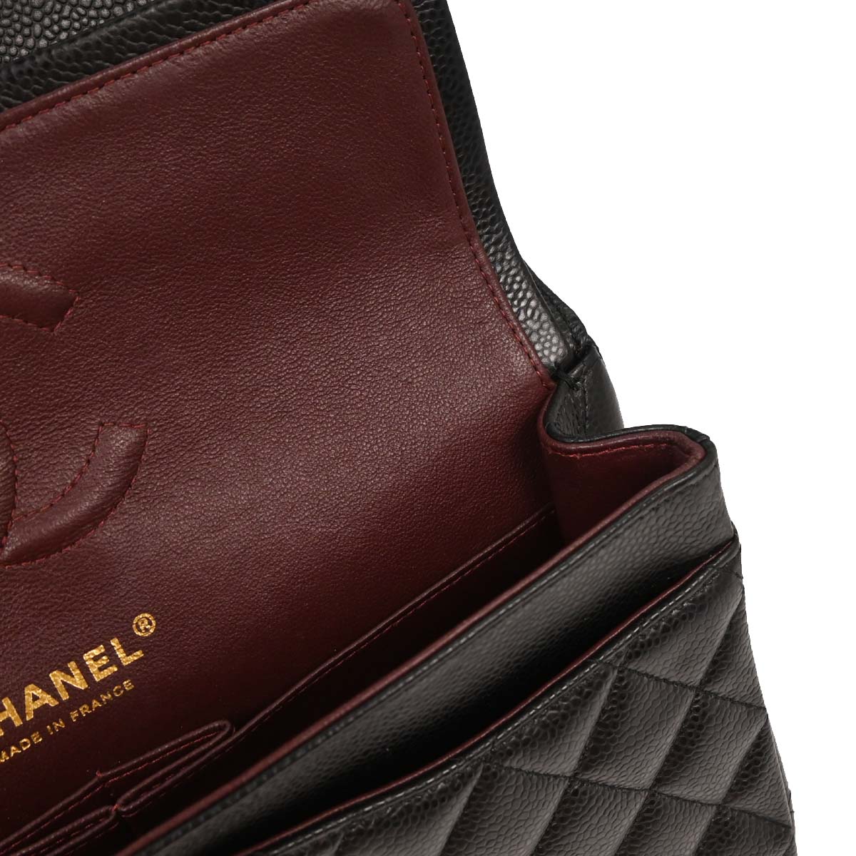 Chanel 2014 Black Caviar Medium Classic Double Flap Shoulder Bag