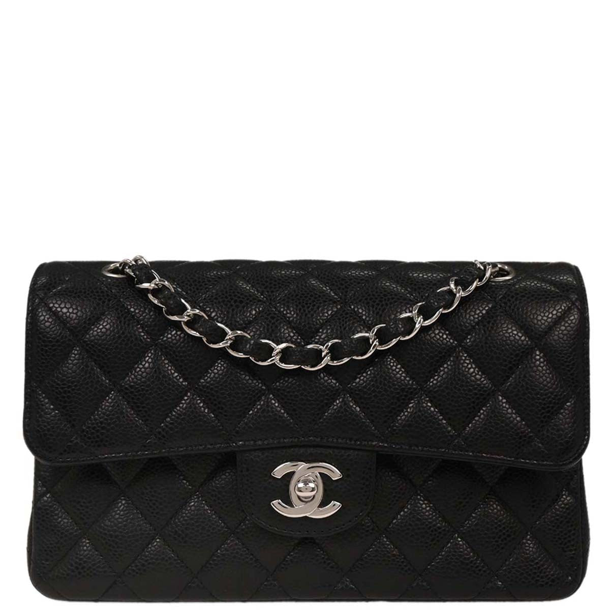 Chanel 2019 Black Caviar Small Classic Double Flap Shoulder Bag