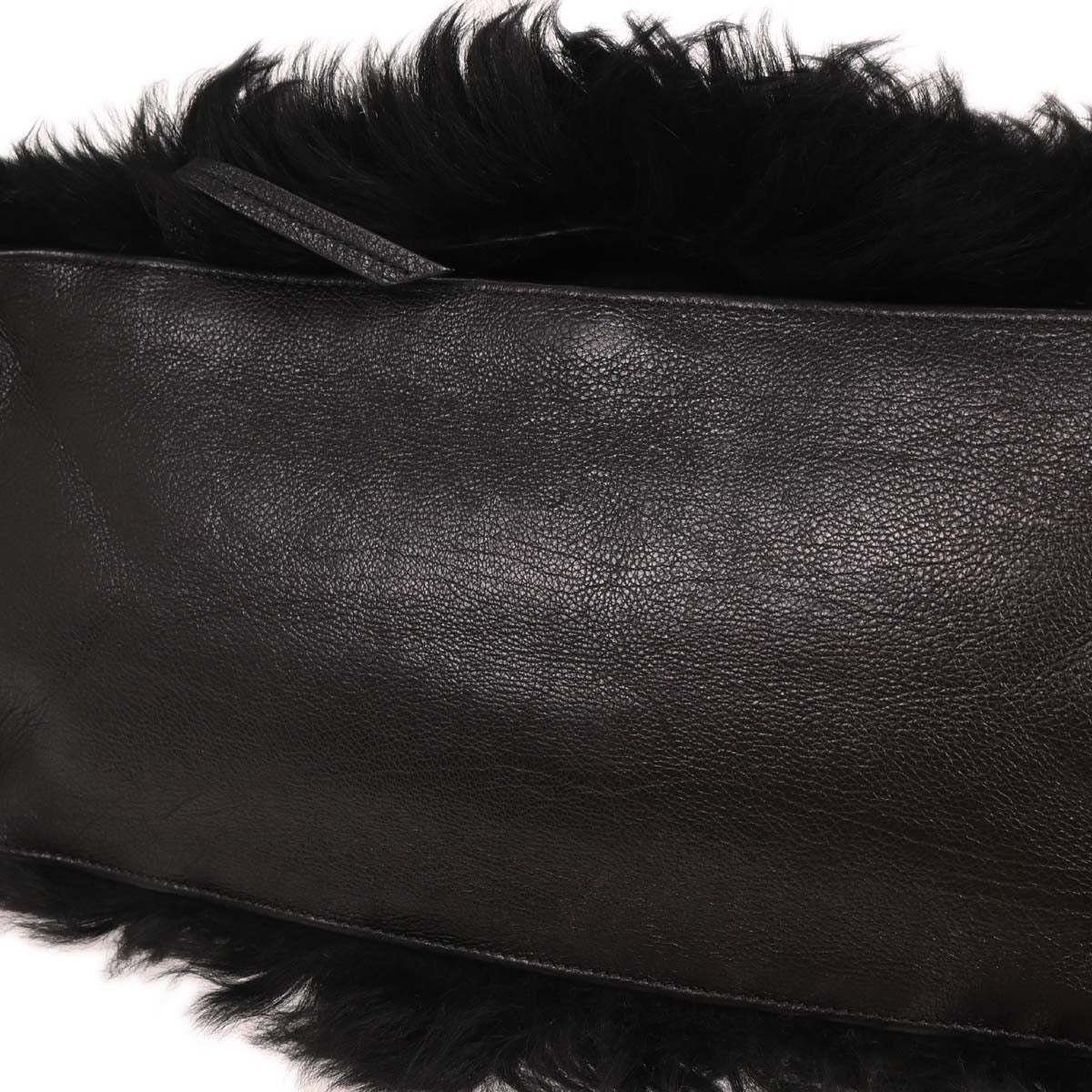 Prada Black Sheepskin Fur Leather Handbag