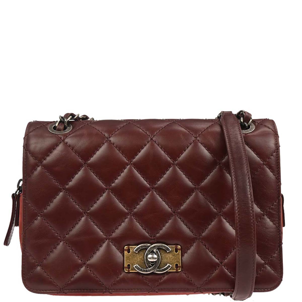 Chanel 2016-2017 Bordeaux Calfskin Day Trip Flap Shoulder Bag