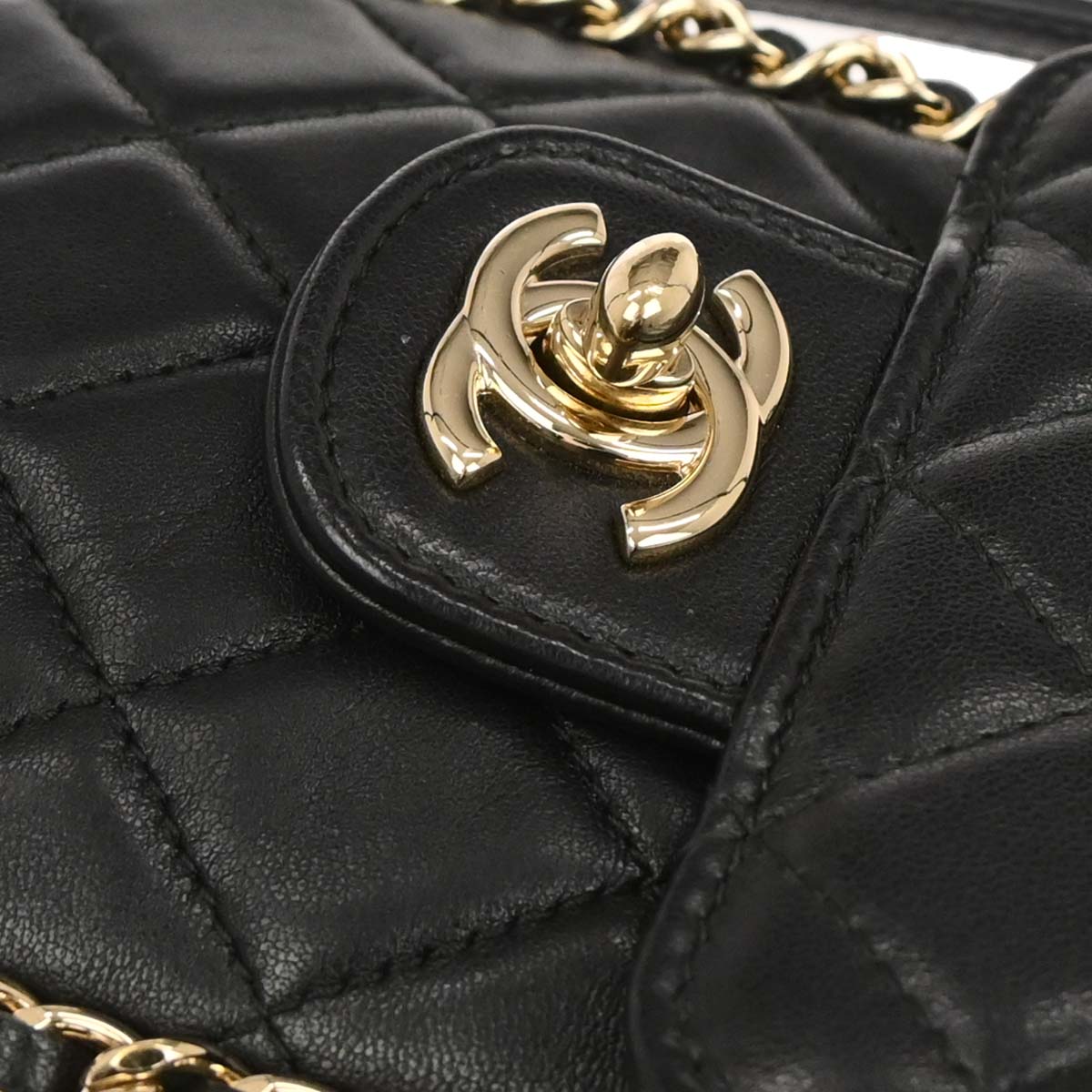 Chanel Black Lambskin Phone Case 2way Shoulder Handbag