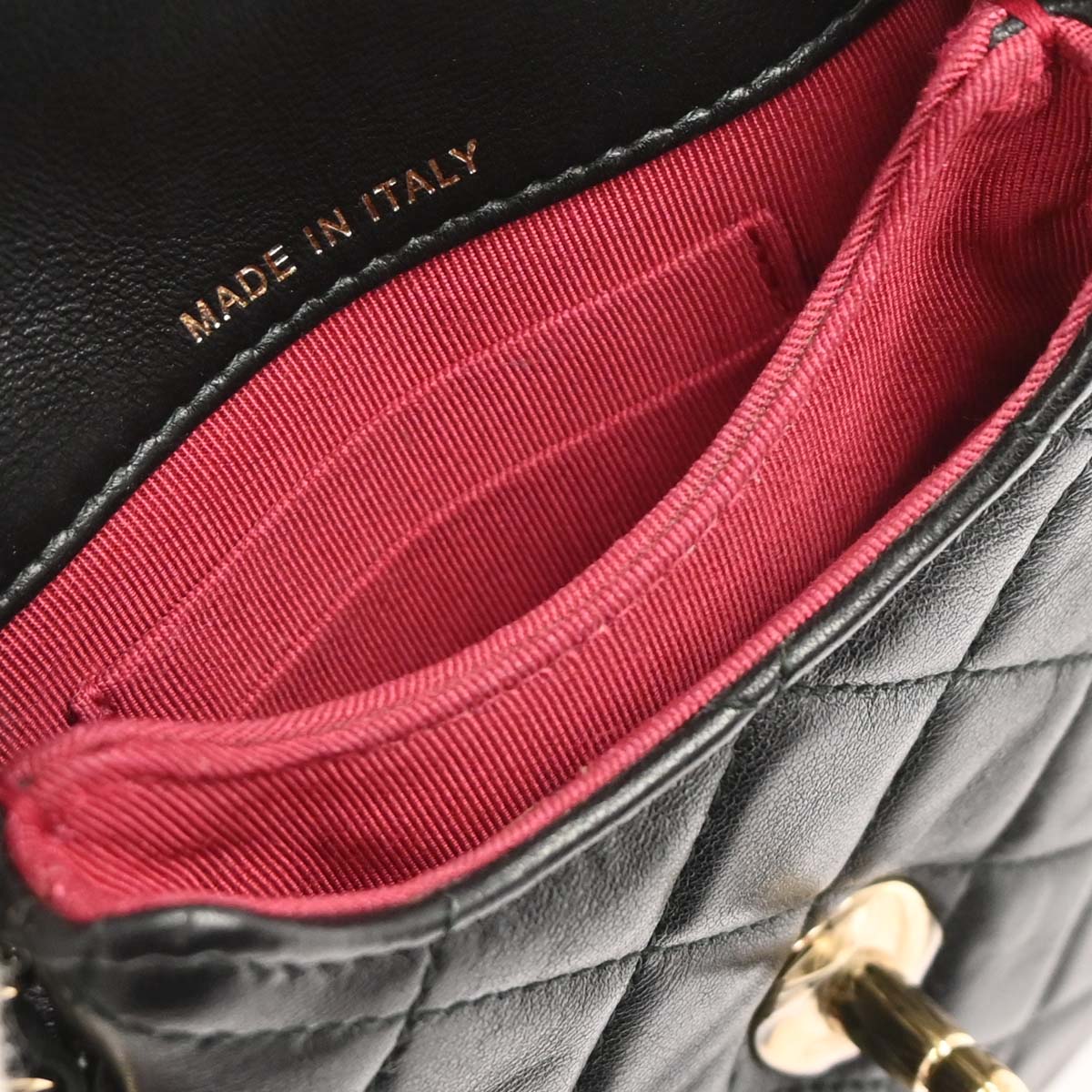 Chanel Black Lambskin Phone Case 2way Shoulder Handbag