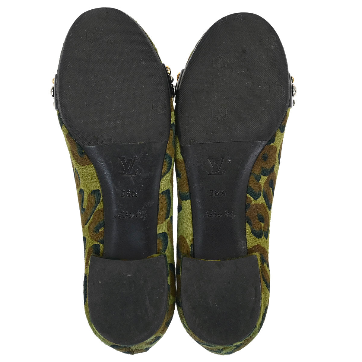 Louis Vuitton * 2013 Khaki Pony Hair Leopard Print Pumps Shoes #36.5