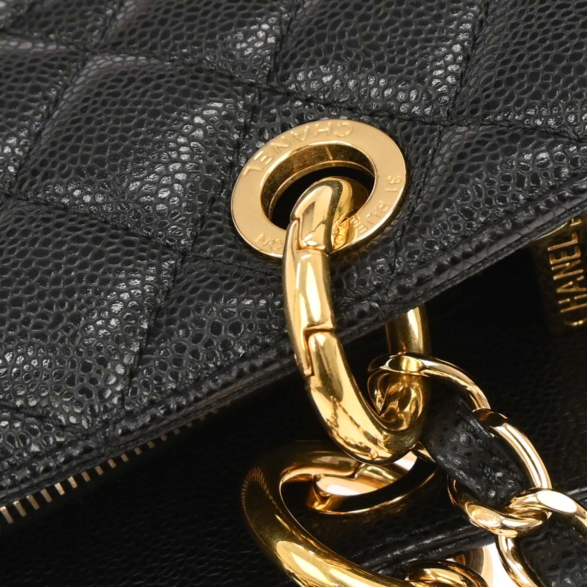Chanel 2010-2011 Black Caviar Grand Shopping Tote GST Chain Handbag