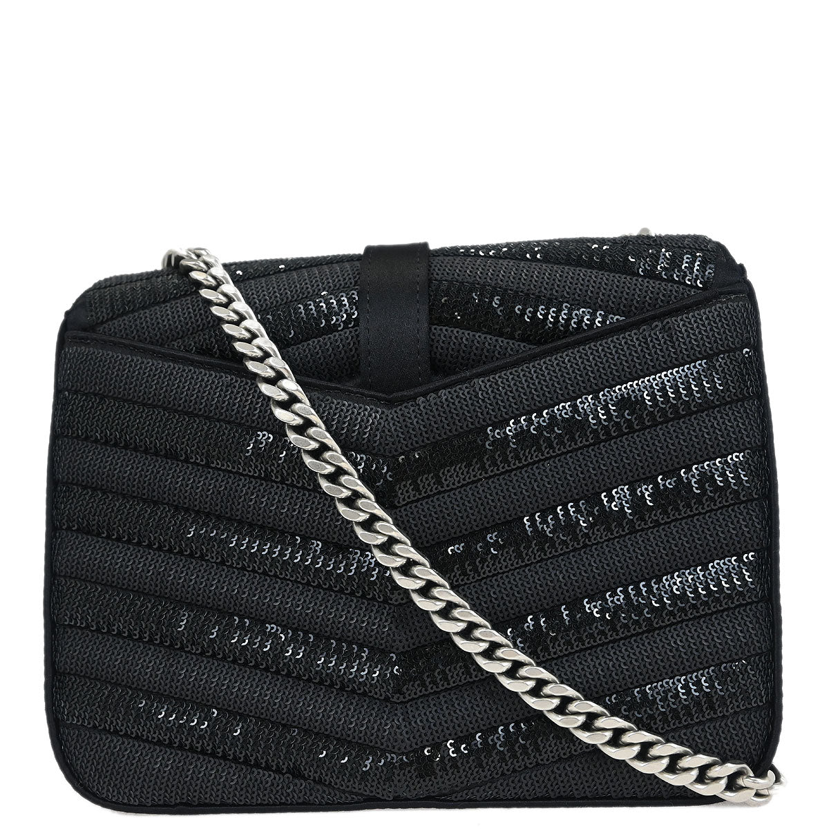 Saint Laurent Black Sequins Sulpice Shoulder Bag