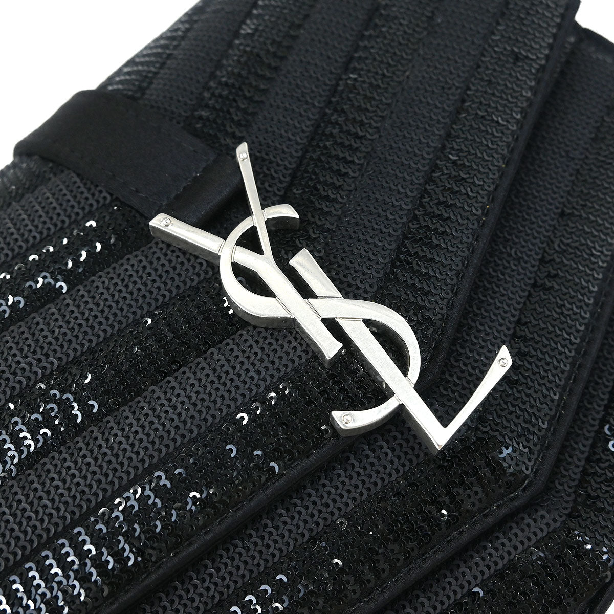Saint Laurent Black Sequins Sulpice Shoulder Bag