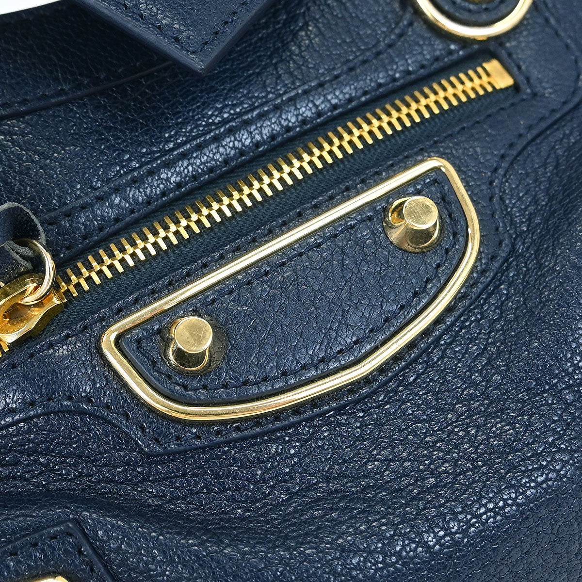 Balenciaga Navy Classic Metallic Edge Mini City